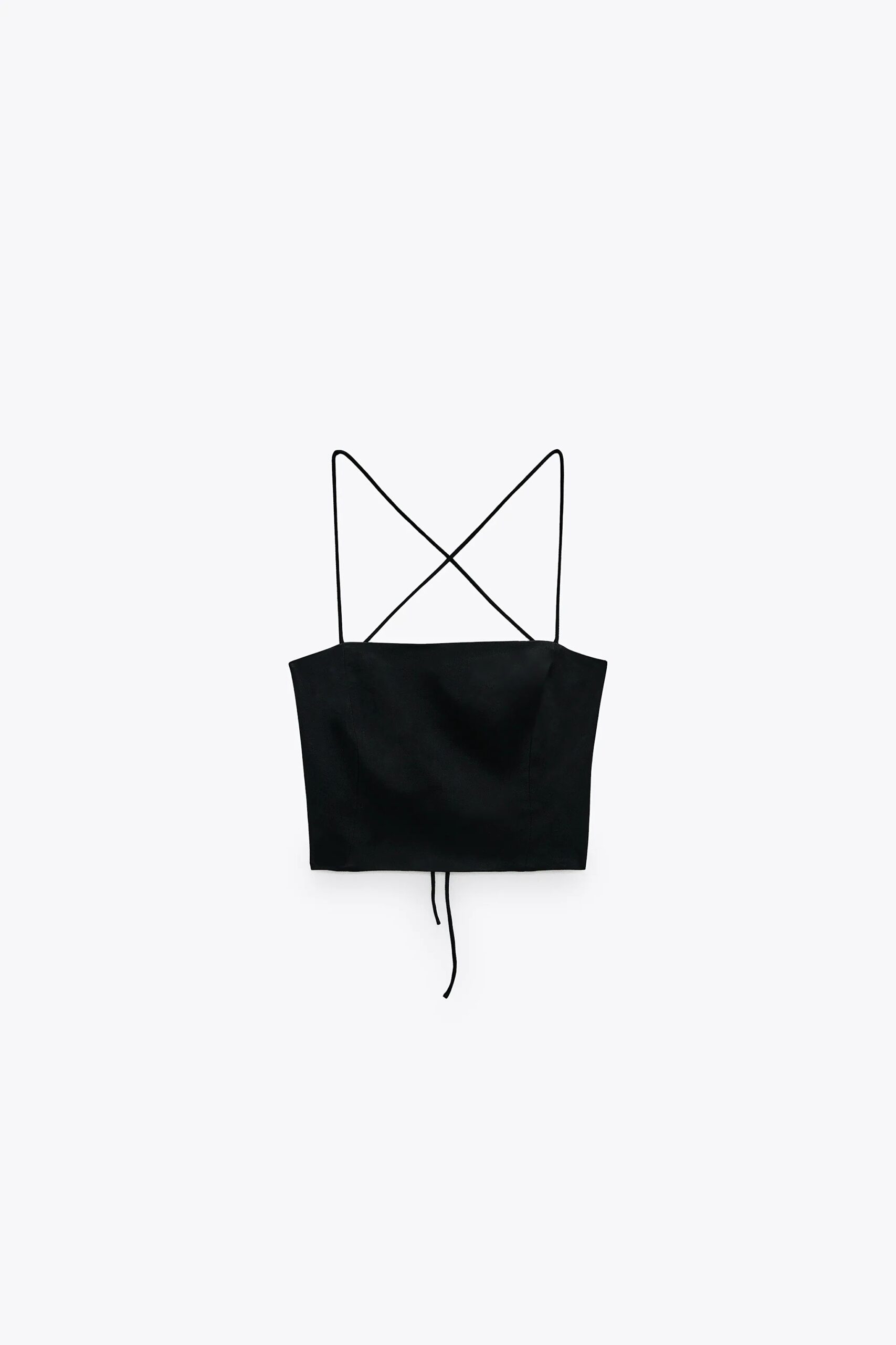 Black Satin Effect Crop Top - Image 2